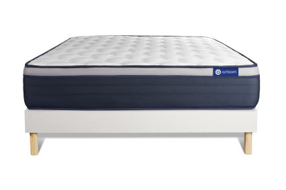 Ensemble Matelas Sommier 200x200 cm - Sommier Blanc (en kit) - Actiflex Max