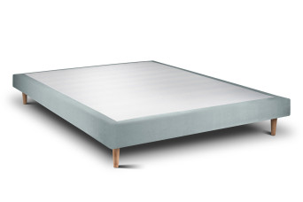 Lit 140x200 cm avec Tête de lit tapissée - Tissu Velours Gris Bleuté