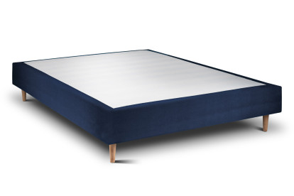 Lit 160x200 cm - Sommier tapissier H35 cm + tête de lit capitonnée - Tissu Velours Bleu Océan