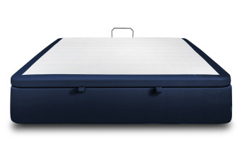 Sommier Coffre 160x200 cm - Velours - Bleu océan