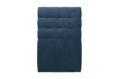 Lit 90x200 cm - Sommier tapissier H29 cm + tête de lit capitonnée - Tissu Toile natté Bleu Océan