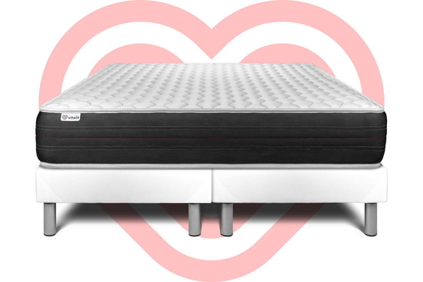 Ensemble Matelas Sommier 180x200 cm - 2 Sommiers Blanc - Vitalspring