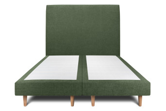 Lit 2x80x200 cm avec Tête de lit tapissée - Tissu Toile natté
