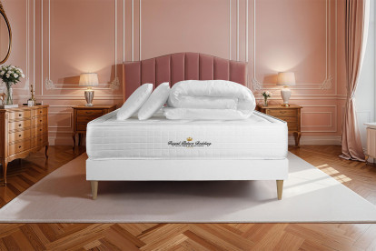 Pack lit complet 140x200 cm - Matelas + Sommier Blanc + 2 oreillers + Couette - Buckingham