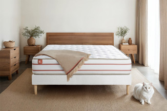 Ensemble Matelas Sommier 90x200 cm - Sommier Blanc (déjà monté) - Le Doux