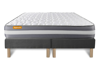 Ensemble Matelas Sommier 180x200 cm - 2 Sommiers Gris - Memo Plus
