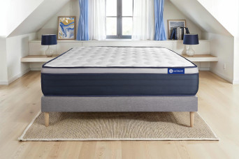 Ensemble Matelas Sommier 180x200 cm - Sommier Gris (en kit) - Actilatex Max