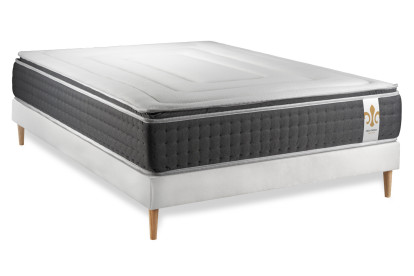 Ensemble Matelas Sommier 200x200 cm - Sommier Blanc (en kit) - Vingt-Six PLUS