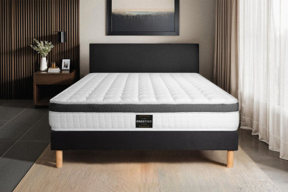 Ensemble Matelas Sommier 140x190 cm - Sommier Noir (en kit) - Supérieur