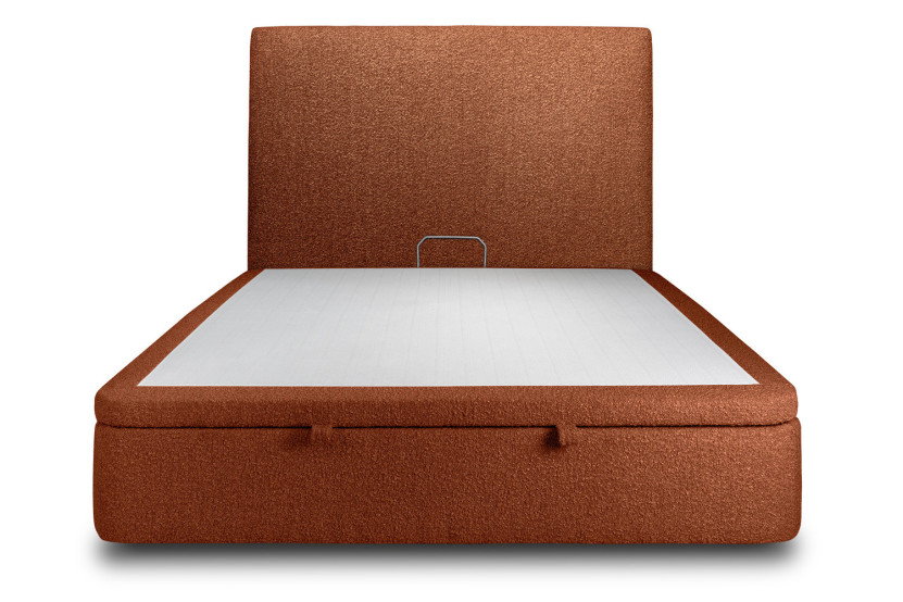 Lit coffre 180x200 cm avec Tête de lit tapissée - Tissu Bouclette