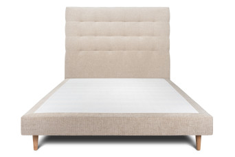 Lit 140x190 cm avec Tête de lit capitonnée - Tissu Toile natté
