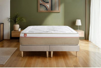 Pack lit complet 200x200 cm - Matelas + 2 Sommiers Beiges + 2 oreillers + Couette - Le Soyeux Pack lit complet 200x200 cm - Matelas + 2 Sommiers Beiges + 2 oreillers + Couette - Le Soyeux