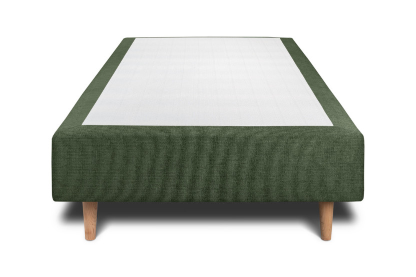 Lit 90x190 cm avec Tête de lit capitonnée - Tissu Toile natté