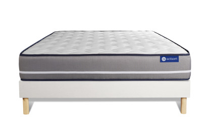 Ensemble Matelas Sommier 140x200 cm - Sommier Blanc (en kit) - Actimemo Pur