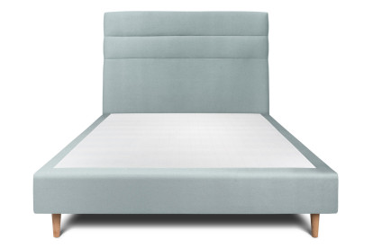 Lit 150x200 cm - Sommier tapissier H35 cm + tête de lit à lignes - Tissu Velours Gris Bleuté