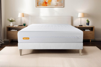 Ensemble Matelas Sommier 140x200 cm - Sommier Blanc (déjà monté) - Memo Bio