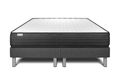 Ensemble Matelas Sommier 200x200 cm - 2 Sommiers Gris - Vitalpower