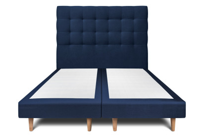 Lit 2x 80x200 cm - Sommier tapissier H29 cm + tête de lit capitonnée - Tissu Velours Bleu Océan
