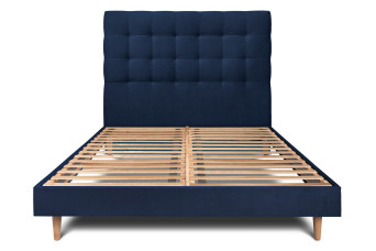 Lit 150x200 cm avec Tête de lit capitonnée - Tissu Velours