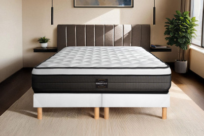 Ensemble Matelas Sommier 160x200 cm - 2 Sommiers Blancs - Suite