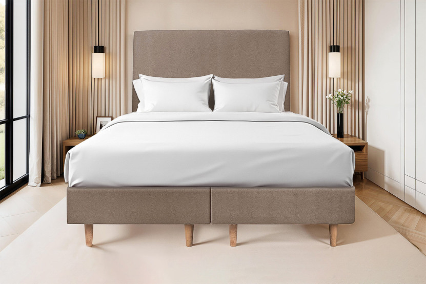 Lit 2x90x200 cm avec Tête de lit tapissée - Tissu Velours
