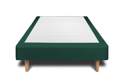 Lit 90x190 cm - Sommier tapissier H29 cm + tête de lit capitonnée - Tissu Velours Vert