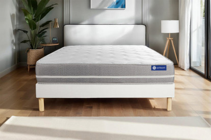Ensemble Matelas Sommier 200x200 cm - Sommier Blanc (en kit) - Actilatex Touch
