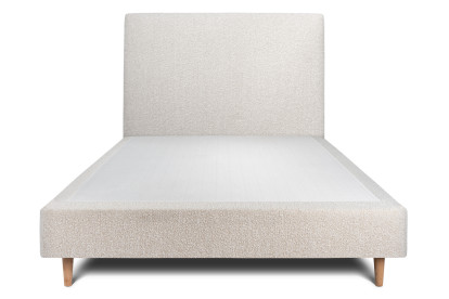 Lit 160x200 cm - Sommier tapissier H35 cm + tête de lit tapissée - Tissu Bouclette Beige Clair