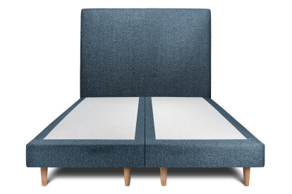 Lit 2x 100x200 cm - Sommier tapissier H29 cm + tête de lit tapissée - Tissu Bouclette Bleu