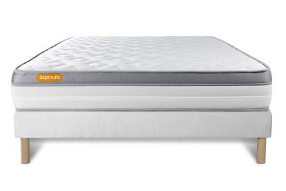 Ensemble Matelas Sommier 140x190 cm - Sommier Blanc (déjà monté) - Memo Zen