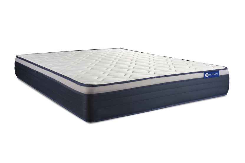 Ensemble Matelas Sommier 140x200 cm - Sommier Gris (en kit) - Actimemo Max