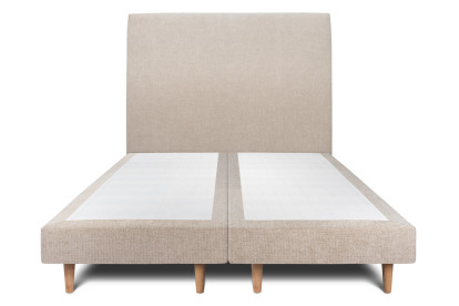 Lit 2x 80x200 cm - Sommier tapissier H29 cm + tête de lit tapissée - Tissu Toile natté Beige Brun