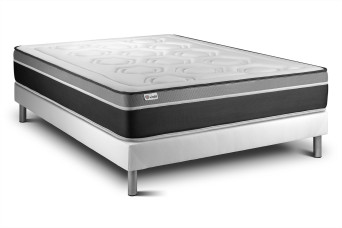 Ensemble Matelas Sommier 200x200 cm - Sommier Blanc (en kit) - Vital Care
