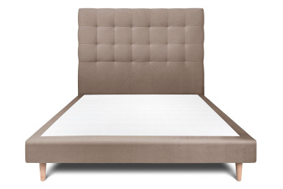 Lit 140x190 cm - Sommier tapissier H29 cm + tête de lit capitonnée - Tissu Velours Taupe