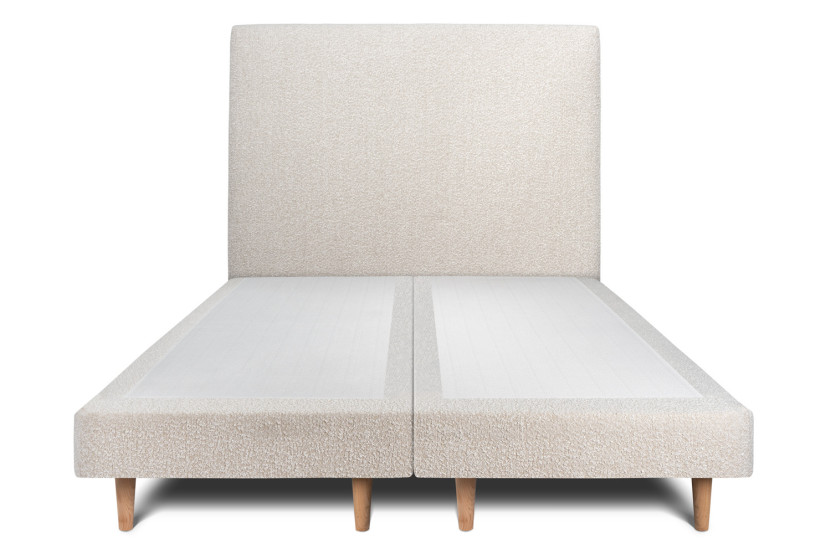 Lit 2x80x200 cm avec Tête de lit tapissée - Tissu Bouclette