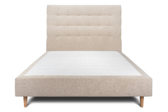 Lit 150x190 cm avec Tête de lit capitonnée - Tissu Toile natté