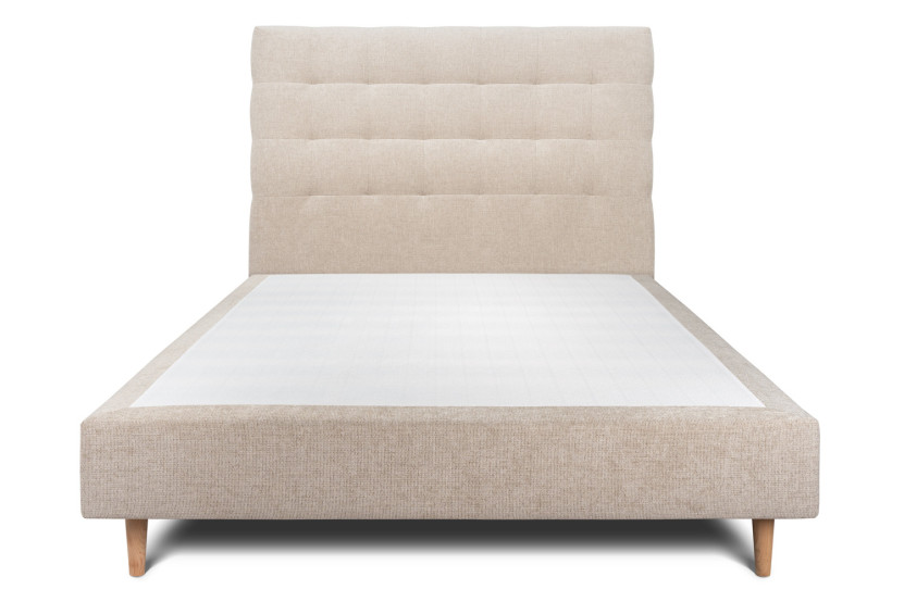 Lit 150x190 cm avec Tête de lit capitonnée - Tissu Toile natté