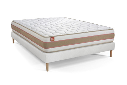 Ensemble Matelas Sommier 180x200 cm - Sommier Blanc (en kit) - Le Délicat