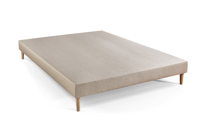 Pack lit complet 140x200 cm - Matelas + Sommier Beige + 2 oreillers + Couette - Le Doux
