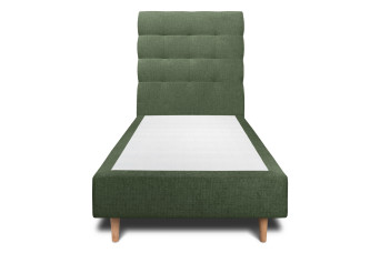 Lit 90x190 cm avec Tête de lit capitonnée - Tissu Toile natté
