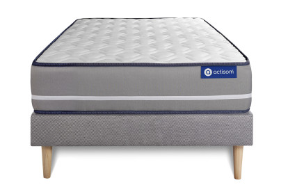 Ensemble Matelas Sommier 90x190 cm - Sommier Gris (en kit) - Actilatex Pur