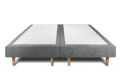 Lit 2x 100x200 cm - Sommier tapissier H29 cm + tête de lit tapissée - Tissu Toile natté Gris Anthracite