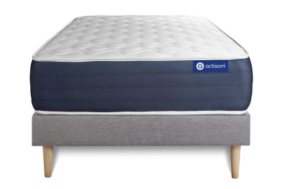 Ensemble Matelas Sommier 80x200 cm - Sommier Gris (en kit) - Actilatex Sleep