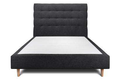 Lit 150x200 cm - Sommier tapissier H35 cm + tête de lit capitonnée - Tissu Toile natté Noir
