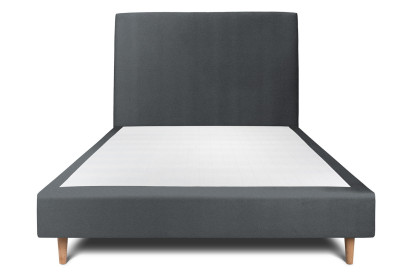 Lit 135x190 cm - Sommier tapissier H35 cm + tête de lit tapissée - Tissu Velours Gris Anthracite
