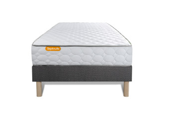 Ensemble Matelas Sommier 90x200 cm - Sommier Gris (déjà monté) - Memo