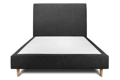 Lit 150x190 cm - Sommier tapissier H35 cm + tête de lit tapissée - Tissu Toile natté Noir