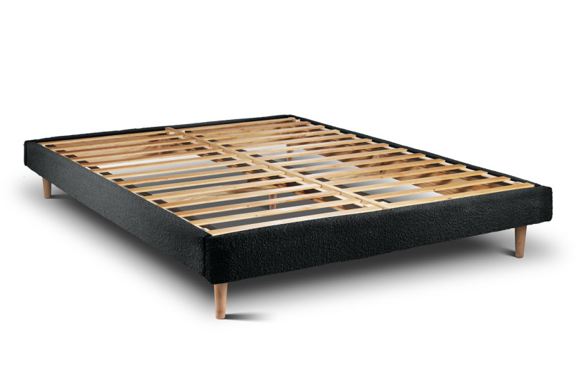 Lit 150x200 cm avec Tête de lit tapissée - Tissu Bouclette