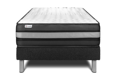 Ensemble Matelas Sommier 90x200 cm - Sommier Noir (en kit) - Vital Power Zen