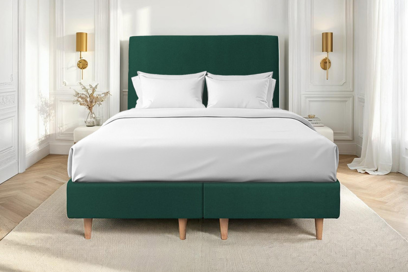 Lit 2x90x200 cm avec Tête de lit tapissée - Tissu Velours